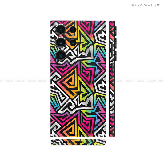Dán Skin Samsung Galaxy S24 Series Vân Nổi Graffiti 01 | UVPT20