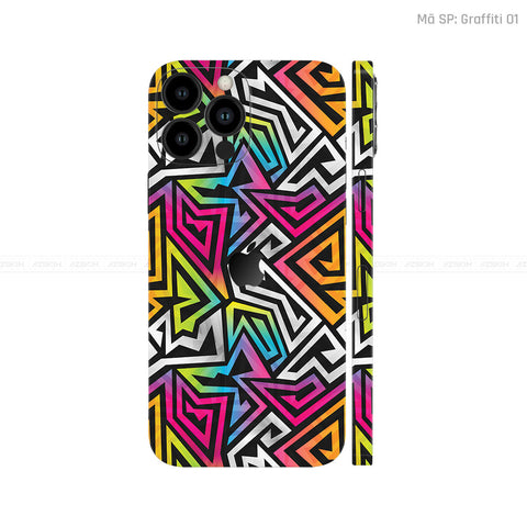 Dán Skin IPhone 12 Series Vân Nổi Graffiti 01 | UVPT20