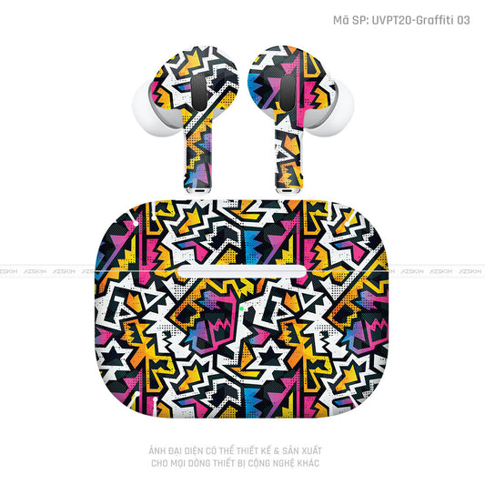 Dán Skin Tai Nghe Airpod 3 Vân Nổi Graffiti 03 | UVPT20
