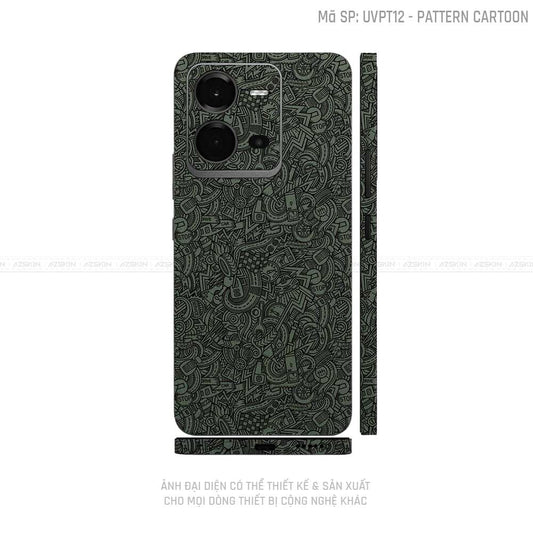 Dán Skin Vivo V Series Vân Pattern Cartoon Xanh Midnight | UVPT12