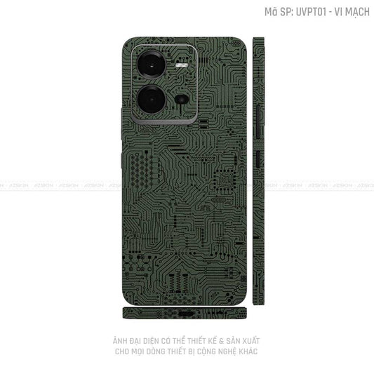 Dán Skin Vivo V Series Vân Vi Mạch Xanh Midnight | UVPT01