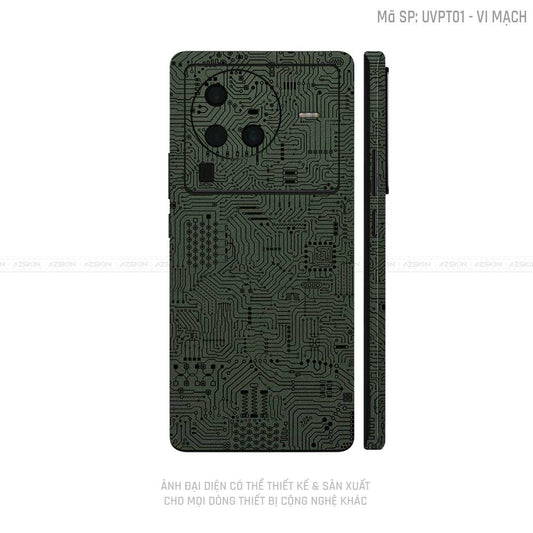 Dán Skin Vivo X Series Vân Vi Mạch Xanh Midnight | UVPT01