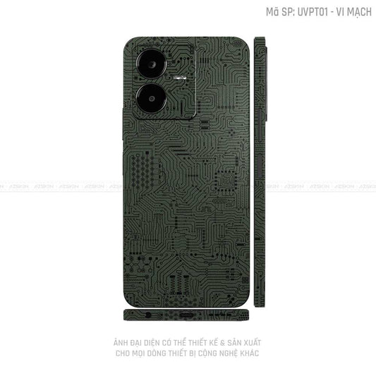 Dán Skin Vivo Y Series Vân Vi Mạch Xanh MIdnight | UVPT01
