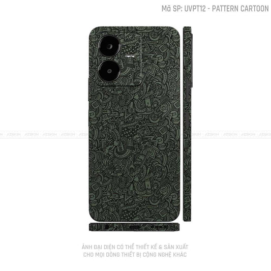 Dán Skin Vivo Y Series Vân Pattern Cartoon Xanh Midnight | UVPT12