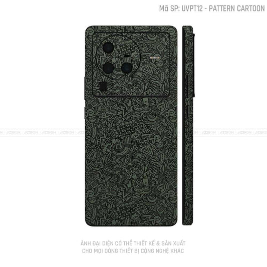 Dán Skin Vivo X Series Vân Pattern Cartoon Xanh Midnight | UVPT12