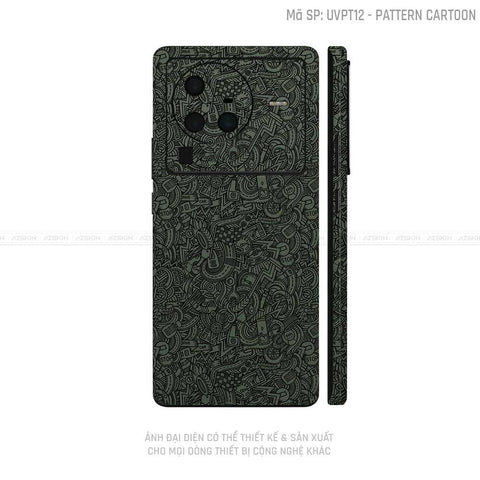 Dán Skin Vivo X Series Vân Pattern Cartoon Xanh Midnight | UVPT12