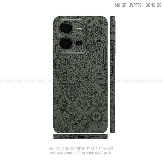 Dán Skin Vivo V Series Vân Động Cơ Xanh Midnight | UVPT18