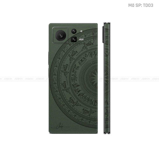 Dán Skin Điện Thoại Xiaomi Mix Fold Series Vân Nổi Trống Đồng Xanh Midnight | TD03