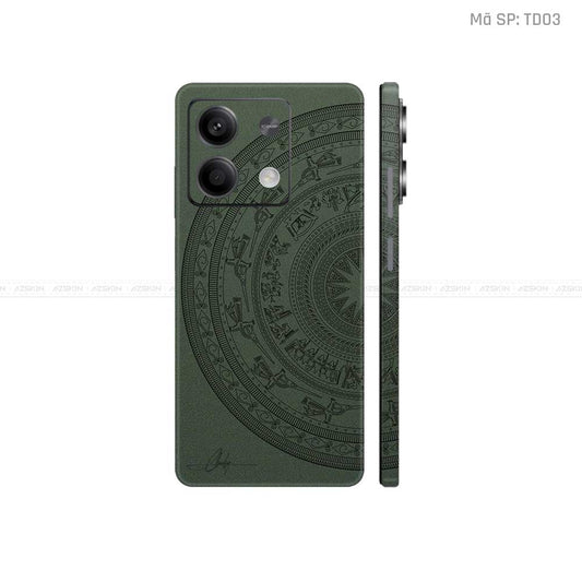 Dán Skin Điện Thoại Xiaomi Redmi 13 Series Vân Nổi Trống Đồng Xanh Midnight | TD03