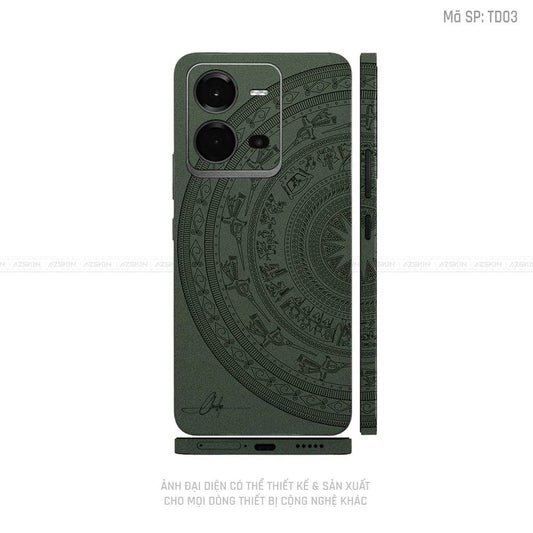 Dán Skin Vivo V Series Vân Nổi Trống Đồng Xanh Midnight | TD03