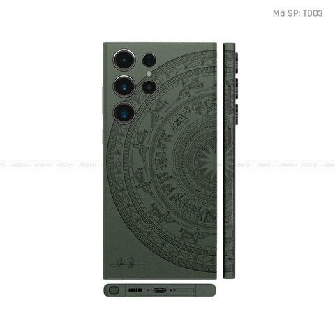 Dán Skin Galaxy S23 Series Vân Nổi Trống Đồng Xanh Midnight | TD03