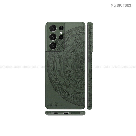 Dán Skin Galaxy S21 Series Vân Nổi Trống Đồng Xanh Midnight | TD03