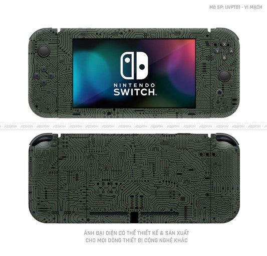 Dán Skin Máy Chơi Game Nintendo Switch Vân Vi Mạch Xanh | UVPT01