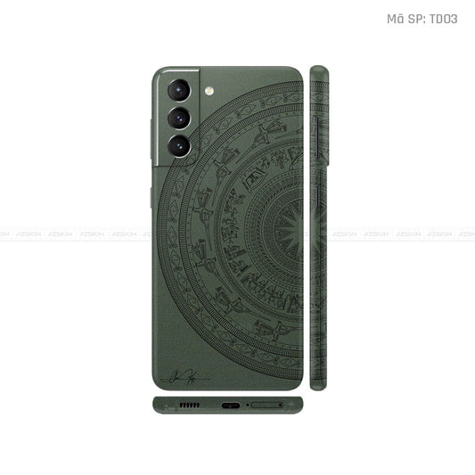 Dán Skin Galaxy S21 Series Vân Nổi Trống Đồng Xanh Midnight | TD03