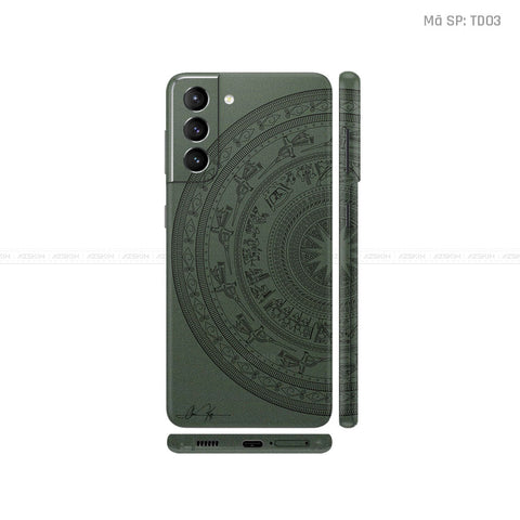 Dán Skin Galaxy S21 Series Vân Nổi Trống Đồng Xanh Midnight | TD03