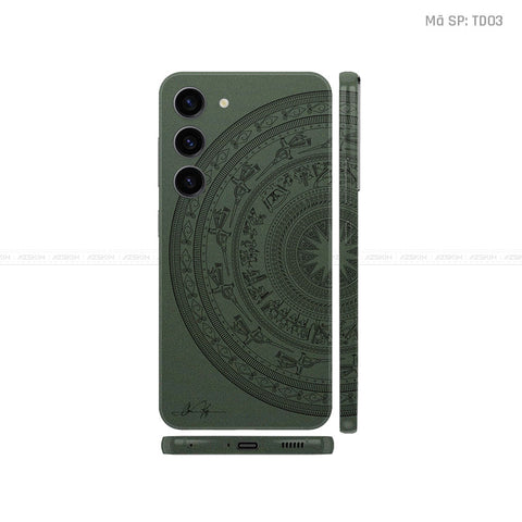 Dán Skin Galaxy S23 Series Vân Nổi Trống Đồng Xanh Midnight | TD03