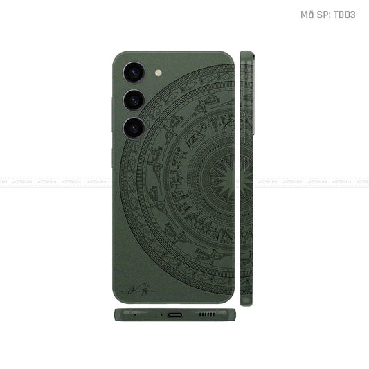 Dán Skin Samsung Galaxy S24 Series Vân Nổi Trống Đồng Xanh Midnight | TD03
