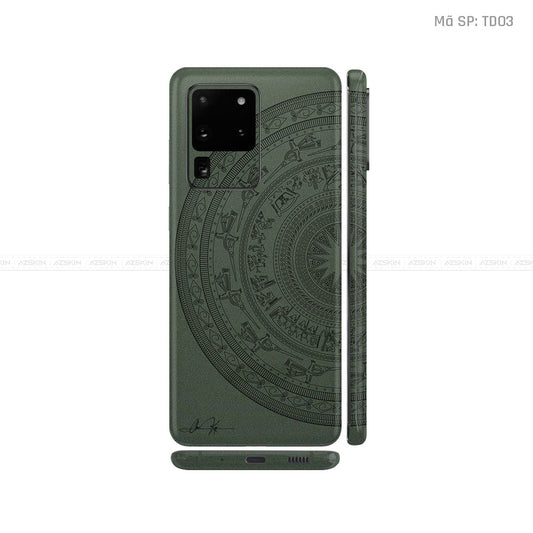 Dán Skin Galaxy S20 Series Vân Nổi Trống Đồng Xanh Midnight | TD03