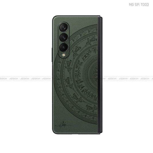 Dán Skin Galaxy Z Fold3 Vân Nổi Trống Đồng Xanh Midnight | TD03