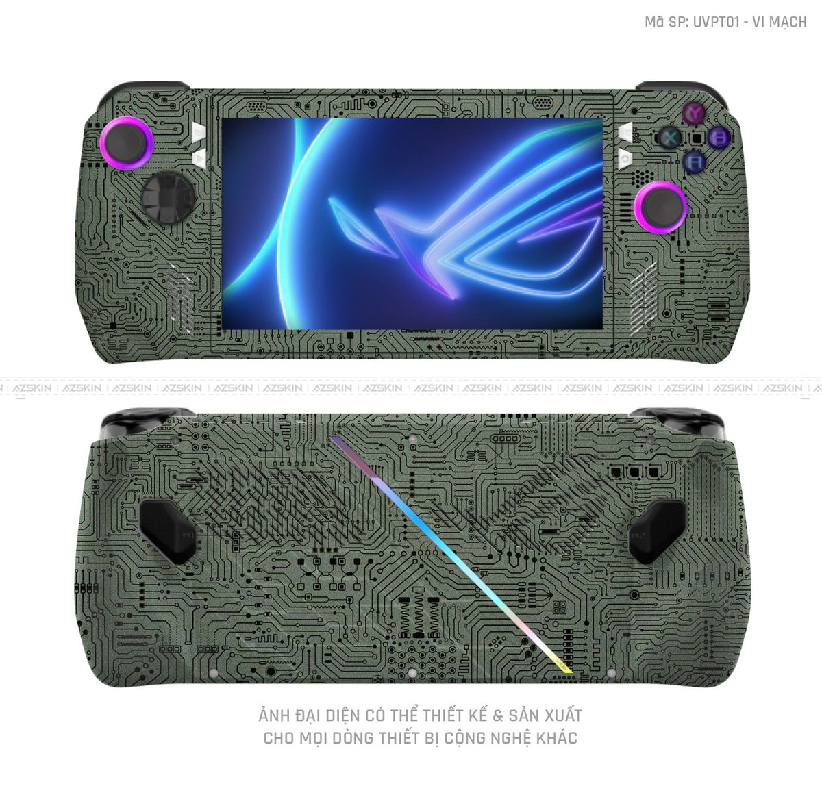 Dán Skin Máy Chơi Game Asus ROG Vân Vi Mạch Xanh | UVPT01