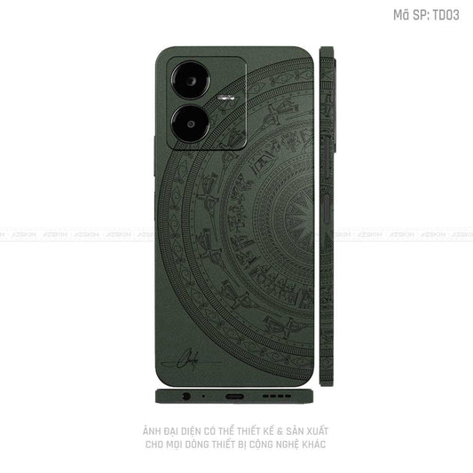 Dán Skin Vivo Y Series Vân Nổi Trống Đồng Xanh Midnight | TD03