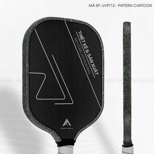 Miếng Dán Viền Vợt Pickleball Skin Vân Nổi Pattern Cartoon Xanh | UVPT12