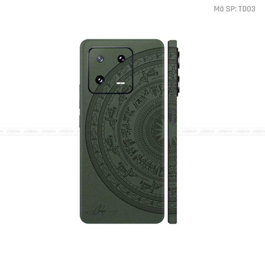 Dán Skin Điện Thoại Xiaomi 14 Series Vân Nổi Trống Đồng Xanh Midnight | TD03