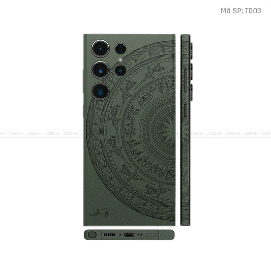 Dán Skin Samsung Galaxy S24 Series Vân Nổi Trống Đồng Xanh Midnight | TD03