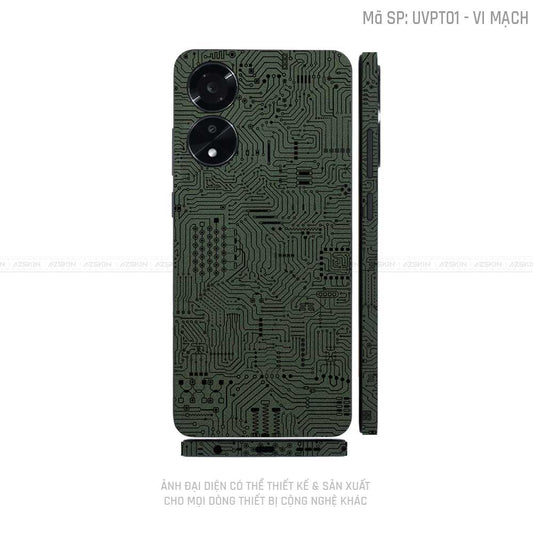 Miếng Dán Skin Điện Thoại OPPO A Series Vân Nổi Vi Mạch Xanh | UVPT01