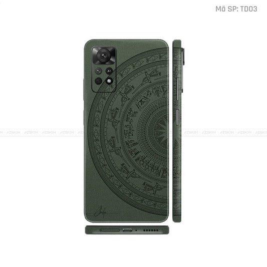 Dán Skin Xiaomi Redmi Note 11 Series Vân Nổi Trống Đồng Xanh Midnight | TD03