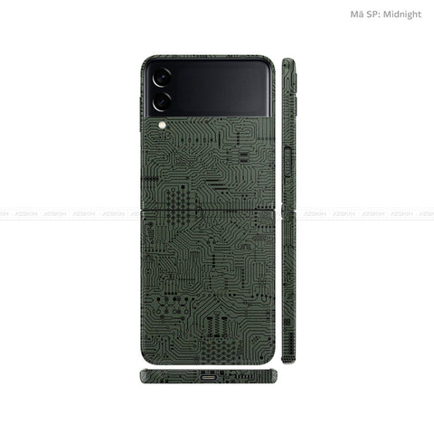Dán Skin Galaxy Zflip3 Vân Vi Mạch Xanh | UVPT01