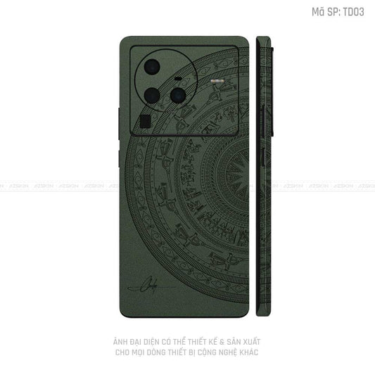 Dán Skin Vivo X Series Vân Nổi Trống Đồng Xanh Midnight | TD03