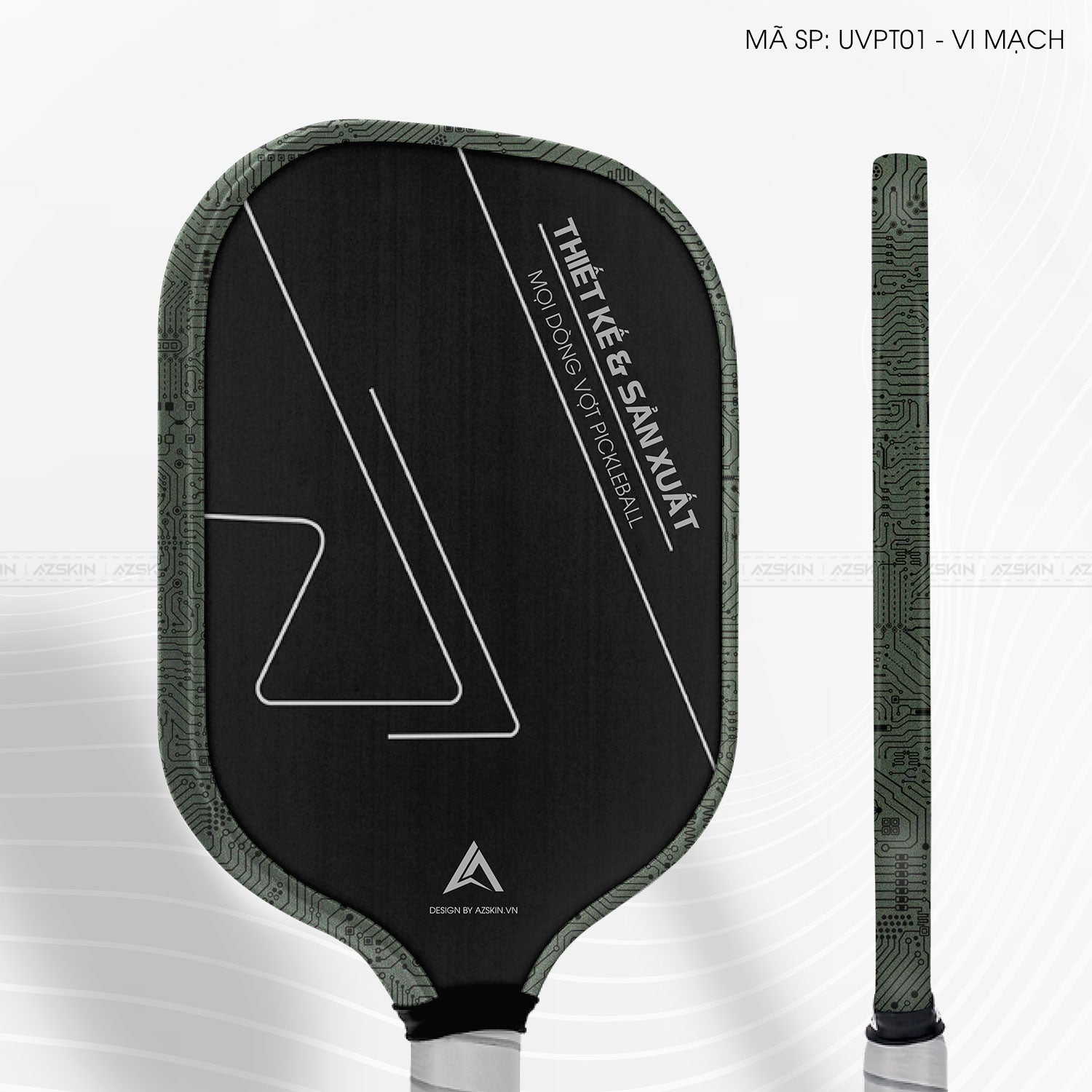 Miếng Dán Viền Vợt Pickleball Skin Vân Nổi Vi Mạch Xanh | UVPT01