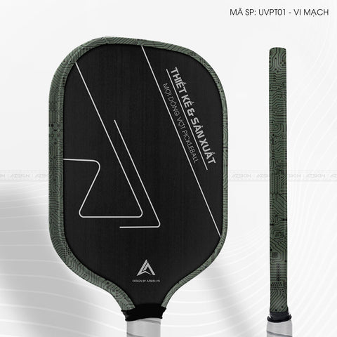 Miếng Dán Viền Vợt Pickleball Skin Vân Nổi Vi Mạch Xanh | UVPT01