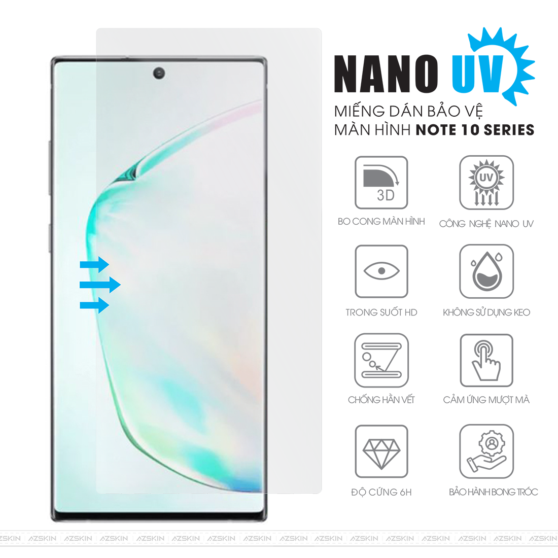 Miếng dán Nano UV LED màn hình điện thoại Note 10 Plus