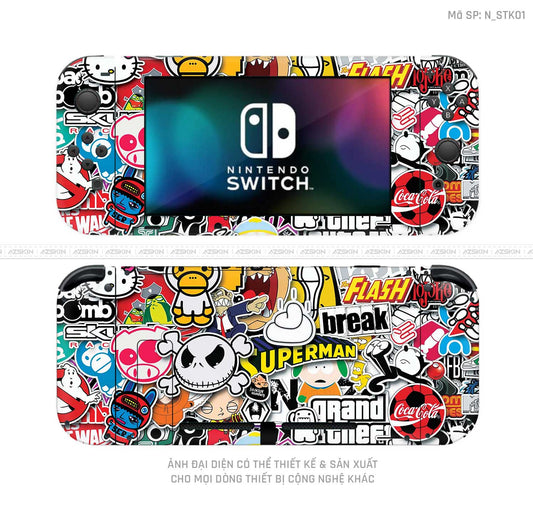 Dán Skin Máy Chơi Game Nintendo Switch Hình Sticker | N_STK01