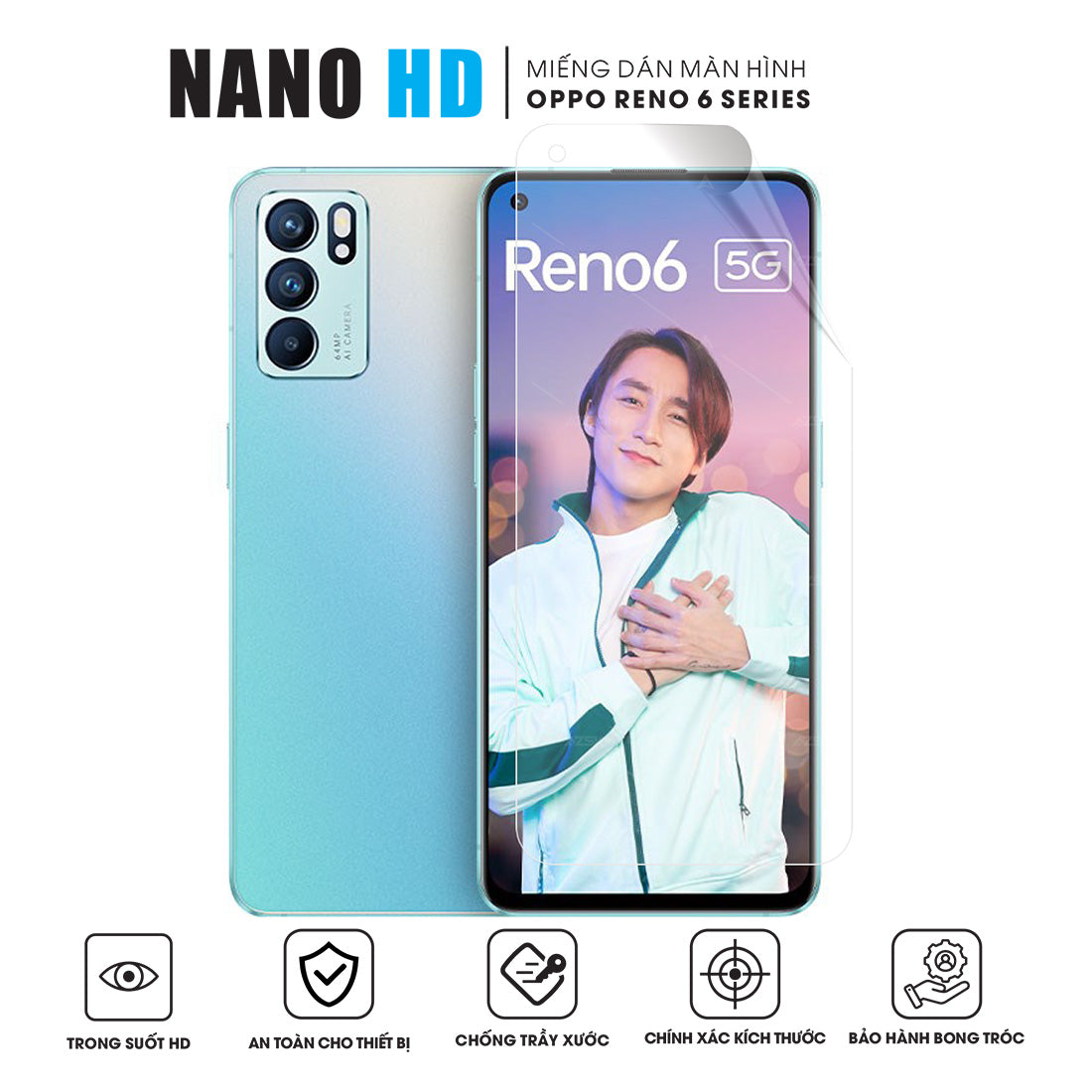 Miếng dán màn hình NANO HD cho OPPO Reno6