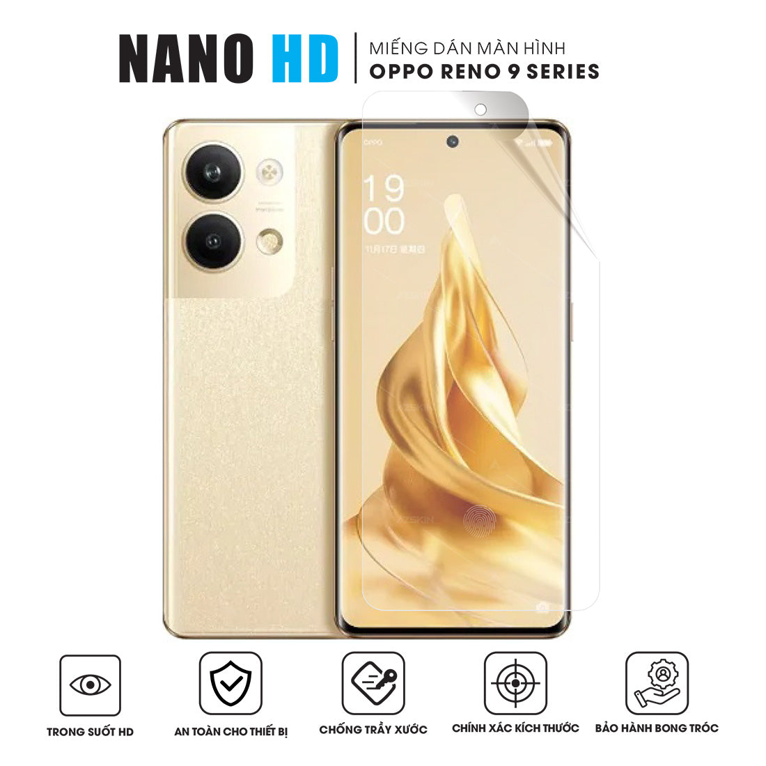 Miếng dán màn hình Nano HD cho OPPO Reno9 / Pro / Pro Plus / A
