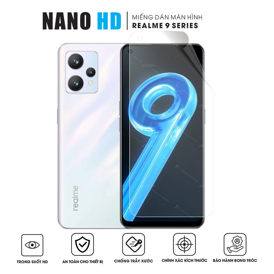 Miếng dán màn hình NANO HD điện thoại Realme 9 / Pro / Pro Plus
