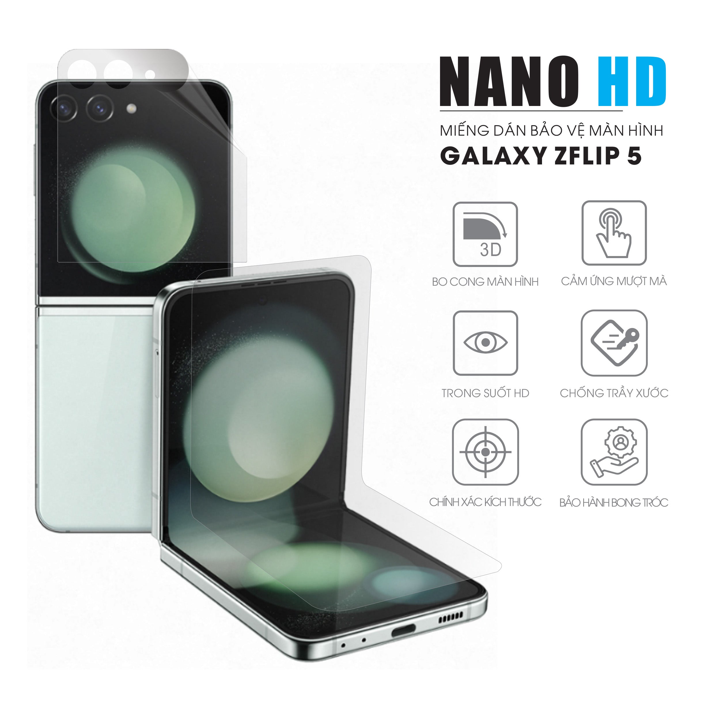 Miếng dán màn hình Z Flip 5 Nano HD