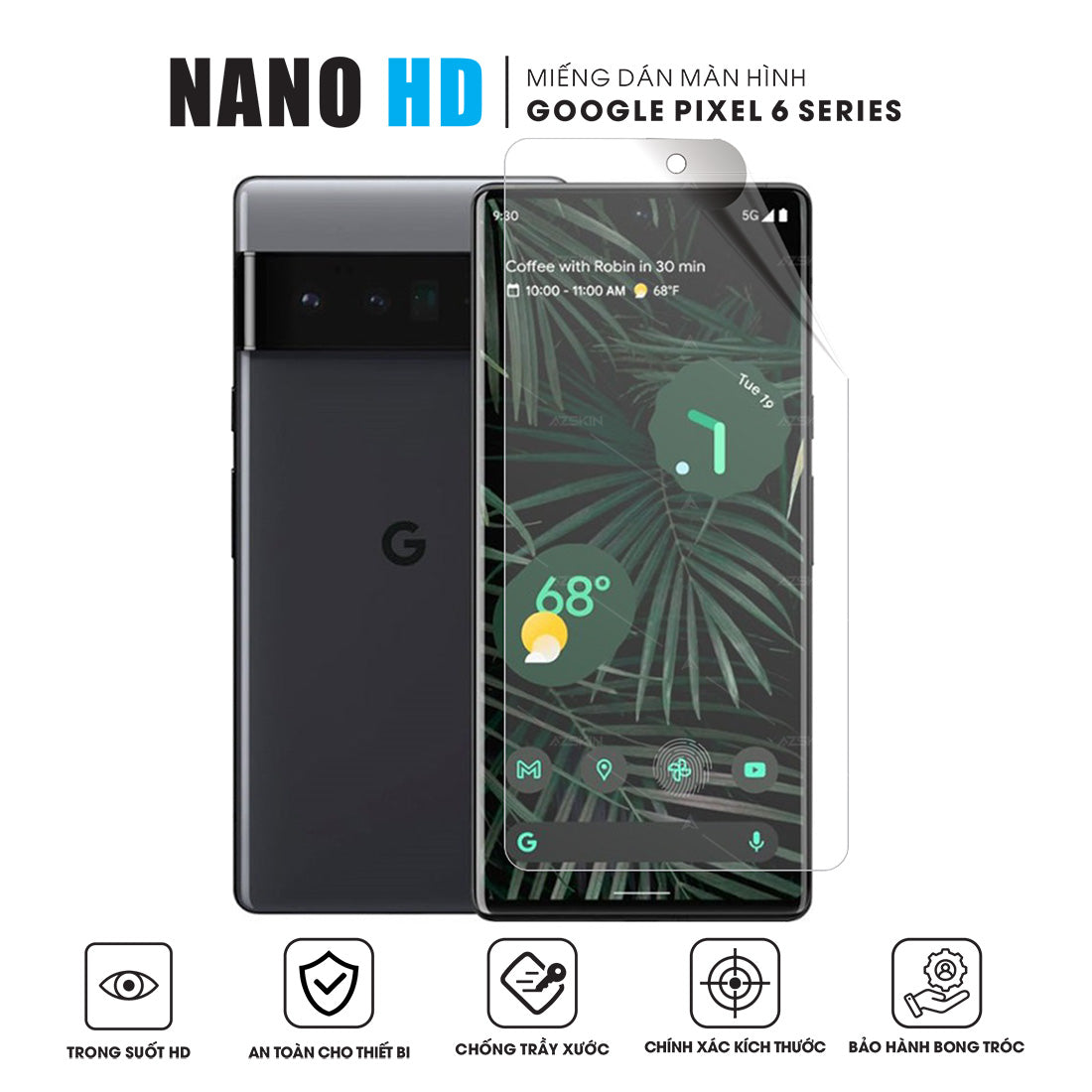 Miếng dán màn hình Nano HD trong suốt Pixel 6 Pro