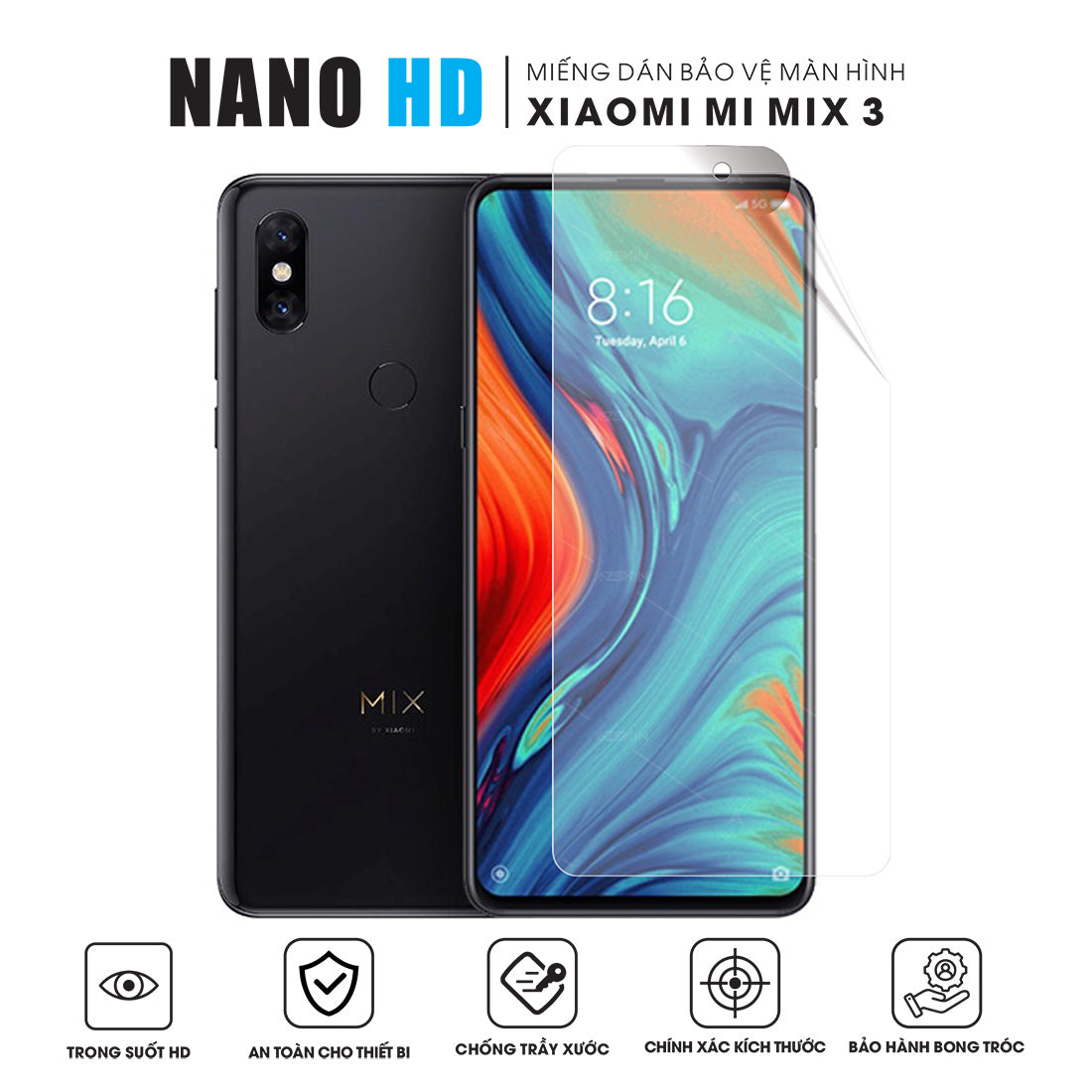Miếng Dán Màn Hình Nano HD Xiaomi Mi Mix 3