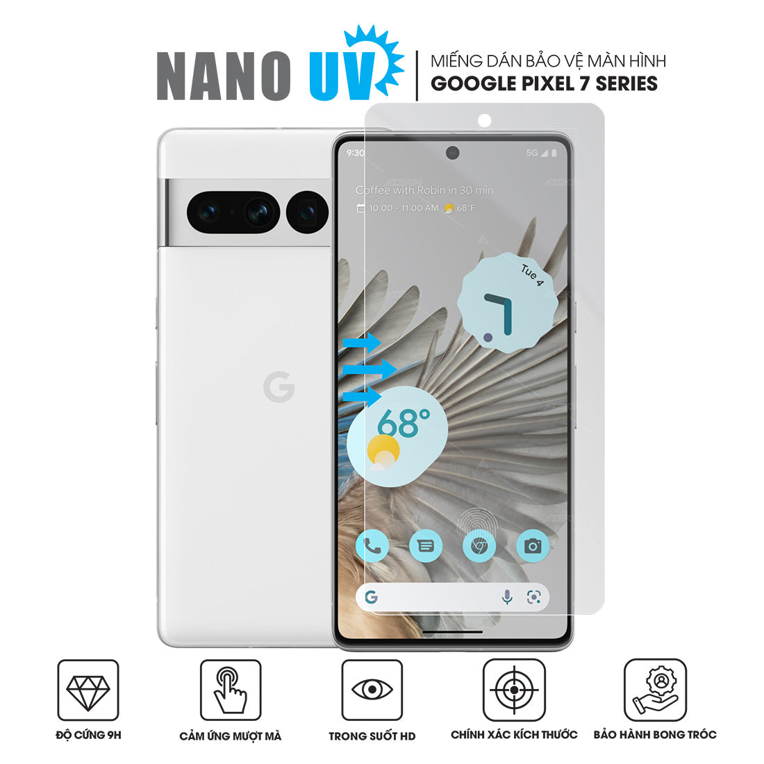 Miếng dán Nano UV màn hình Google Pixel 7 series