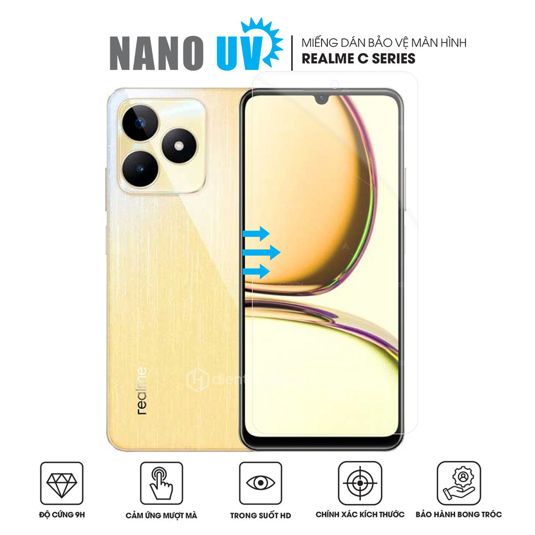 Miếng dán màn hình Nano UV điện thoại Realme C11 | C25s | C25Y | C30s | C33 | C35 | C51 | C53 | C55