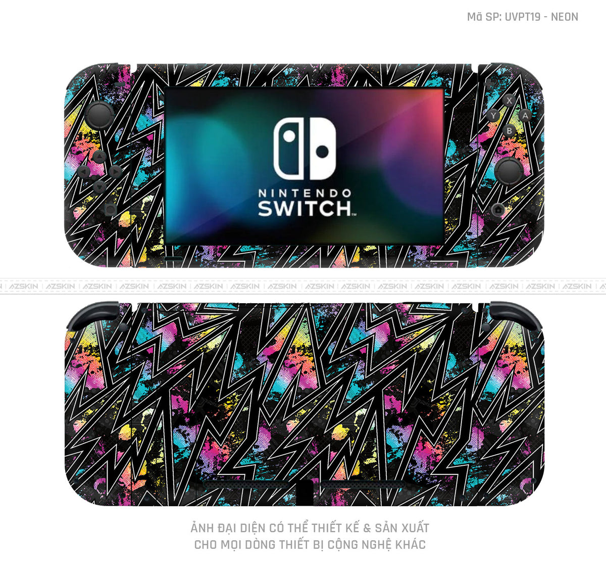 Dán Skin Máy Chơi Game Nintendo Switch Vân Neon 01 | UVPT19