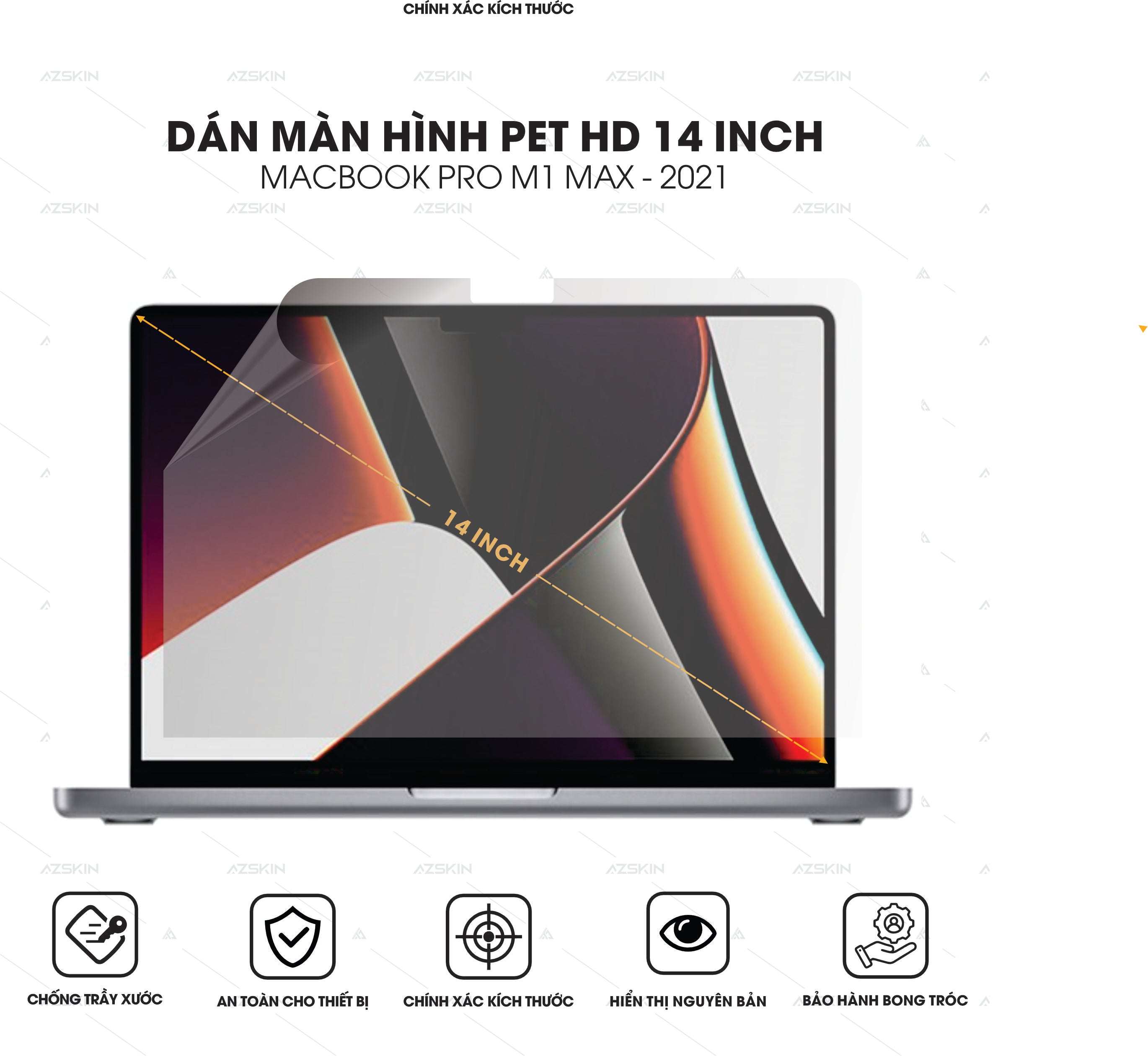 Dán màn hình Macbook Pro M1 14 inch chất liệu PET HD
