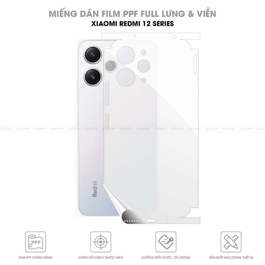 Miếng dán PPF Xiaomi Redmi Note 12 / 12 Pro / 12S full lưng viền mặt sau