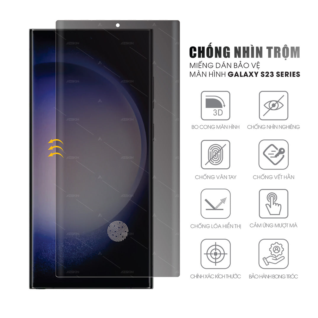 Miếng dán màn hình chống nhìn trộm cho Samsung S23 Ultra - Plus - FE