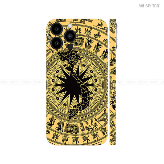 Dán Skin IPhone 14 Series Vân Nổi Trống Đồng | TD01