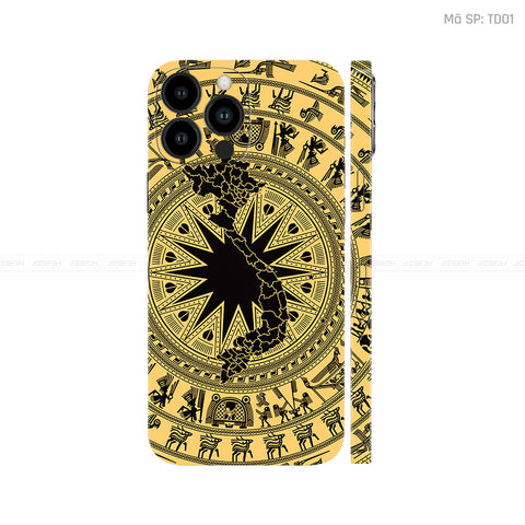 Dán Skin IPhone 14 Series Vân Nổi Trống Đồng | TD01